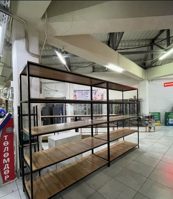 Мебель на заказ, Магазины, Витрина, Металлический стеллаж с деревянными полками Bishkek - photo 1