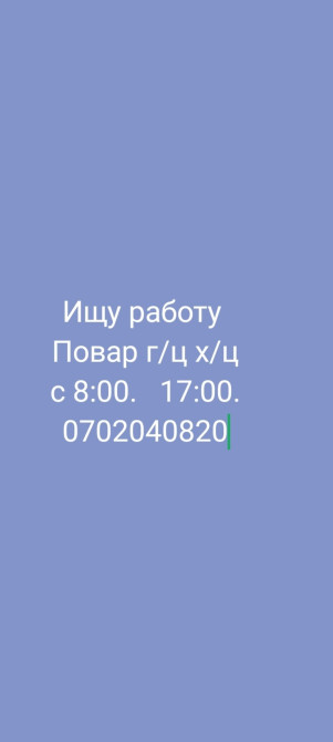 Ищу работу повара в горячем и холодном цехах. Готов работать с 8:00 до Bishkek - photo 1