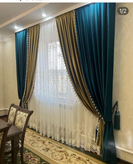 Комплект штор, Бамбук, Магнитные, Монтаж без сверления, Светонепроницаемая, Изготовление на заказ, Новый, Для балкона, Для беседки, Для ванной и душа Бишкек - изображение 1