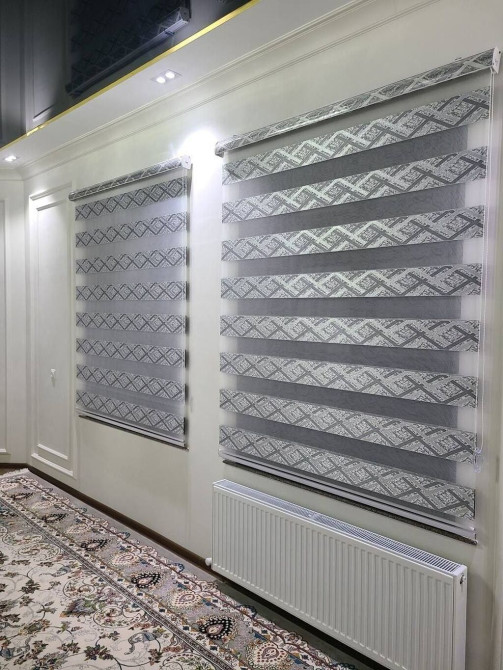 Рулонные шторы "Зебра" с узором в виде ромбов. Бишкек - изображение 1