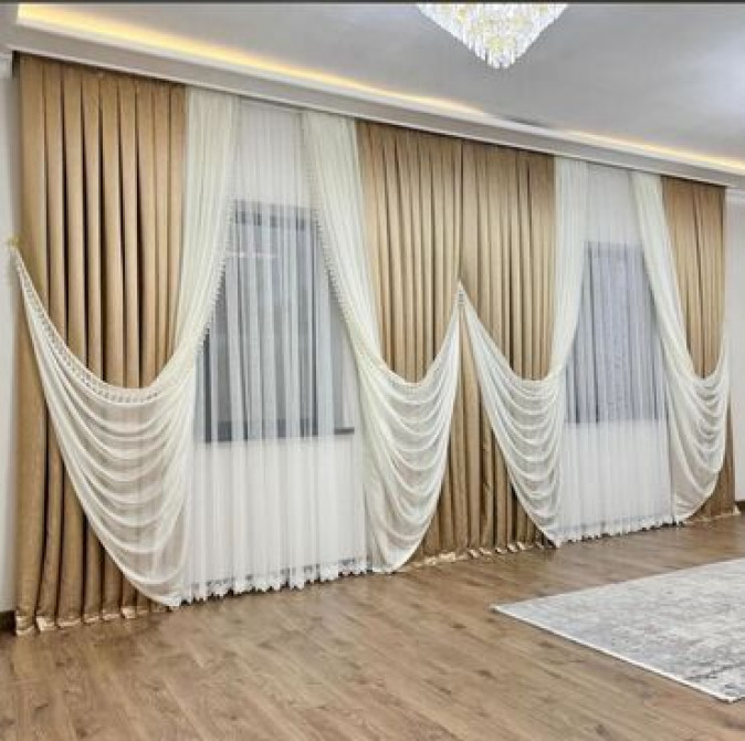 Комплект штор, Изготовление на заказ, Новый, Для офиса, Для балкона, Для беседки Бишкек - изображение 2