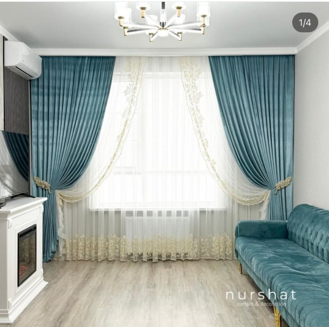 Портьера, Блэкаут, С тюлем в комплекте, Изготовление на заказ, Новый, Для зала Бишкек - изображение 1