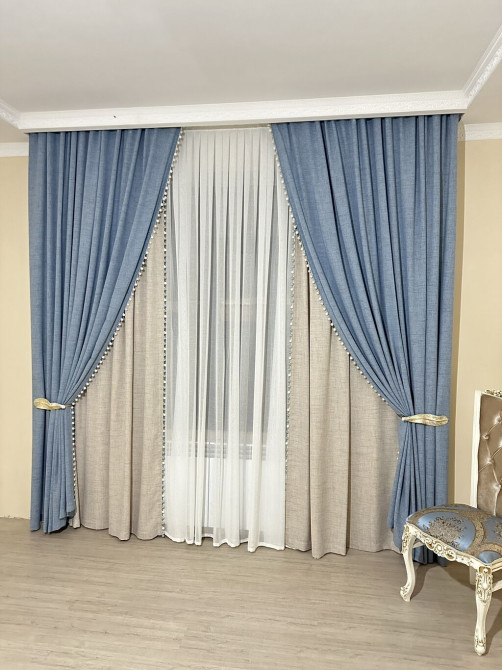 Изготовление штор на заказ, Новый, Для зала, Для офиса, Для прихожей Бишкек - изображение 1