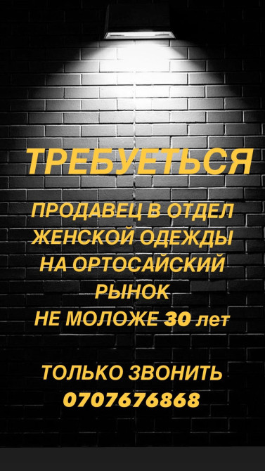 Требуется Продавец-консультант в Магазин одежды, График: Шестидневка, % от продаж, Полный рабочий день Bishkek - photo 1