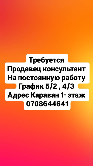 Ищем продавца-консультанта для постоянной работы. Предлагается гибкий Бишкек - изображение 1