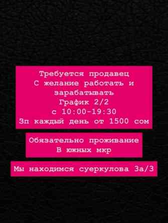 Требуется продавец с желанием работать и зарабатывать. Предлагается Бишкек