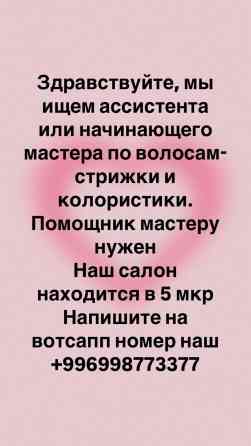 Здравствуйте, мы ищем ассистента или начинающего мастера по волосам- Бишкек